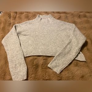 Gray knit streetwear Society sweater cropped